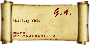 Gallaj Ada névjegykártya